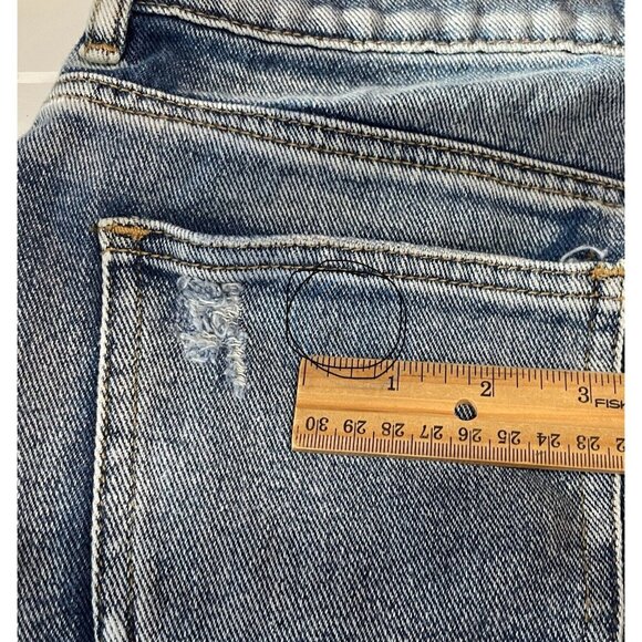 Pacsun Jean Skirt Cutoff Light Dark Wash Denim Blue Fringe Southwestern Rodeo 26 - Picture 5 of 5